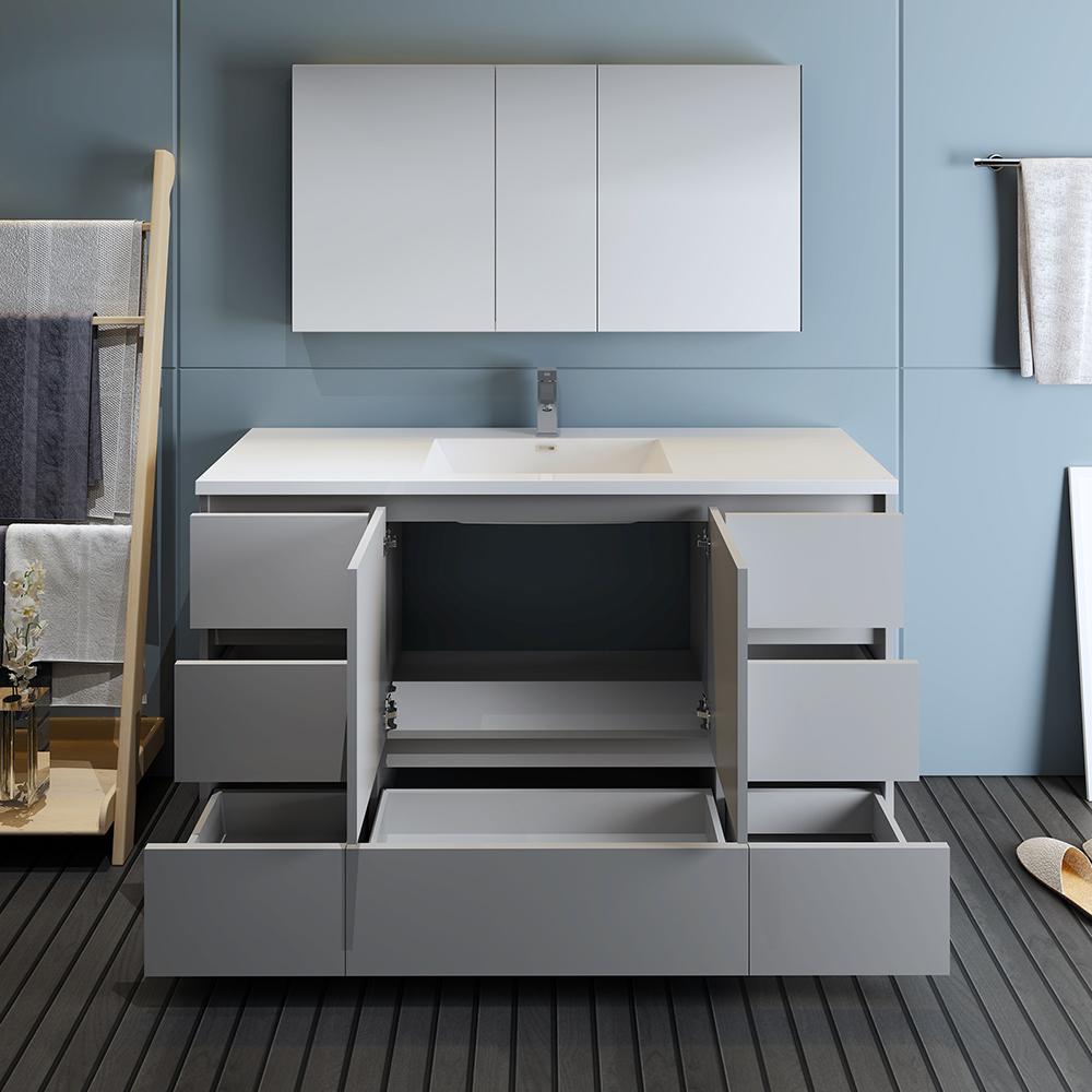 Fresca Lazzaro 60" Free Standing Single Sink Modern Bathroom Vanity w/ Medicine Cabinet Vanity Fresca 