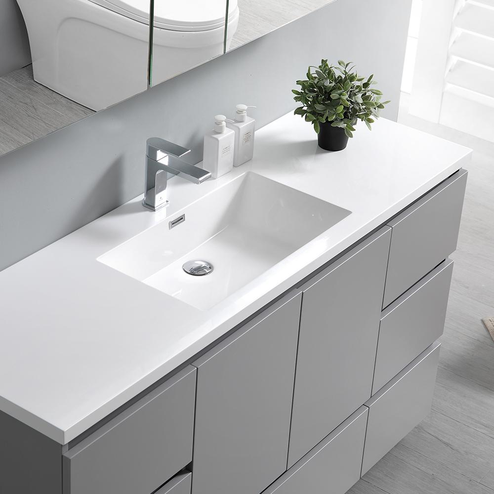 Fresca Lazzaro 60" Free Standing Single Sink Modern Bathroom Vanity w/ Medicine Cabinet Vanity Fresca 