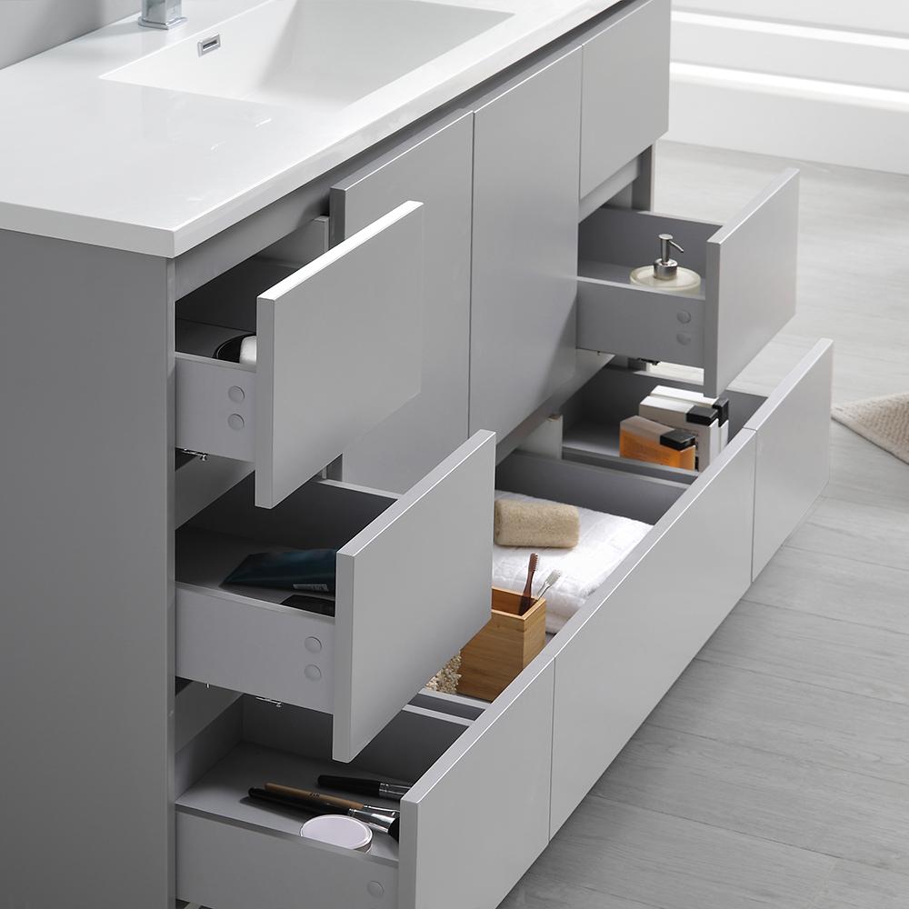 Fresca Lazzaro 60" Free Standing Single Sink Modern Bathroom Vanity w/ Medicine Cabinet Vanity Fresca 