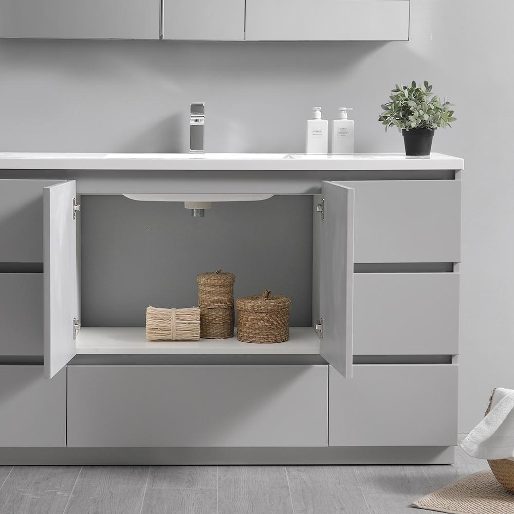 Fresca Lazzaro 60" Free Standing Single Sink Modern Bathroom Vanity w/ Medicine Cabinet Vanity Fresca 