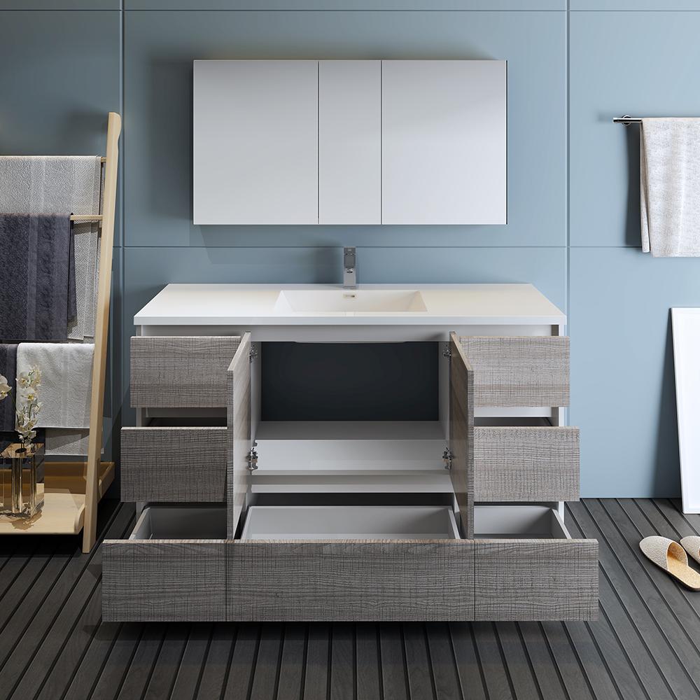Fresca Lazzaro 60" Free Standing Single Sink Modern Bathroom Vanity w/ Medicine Cabinet Vanity Fresca 