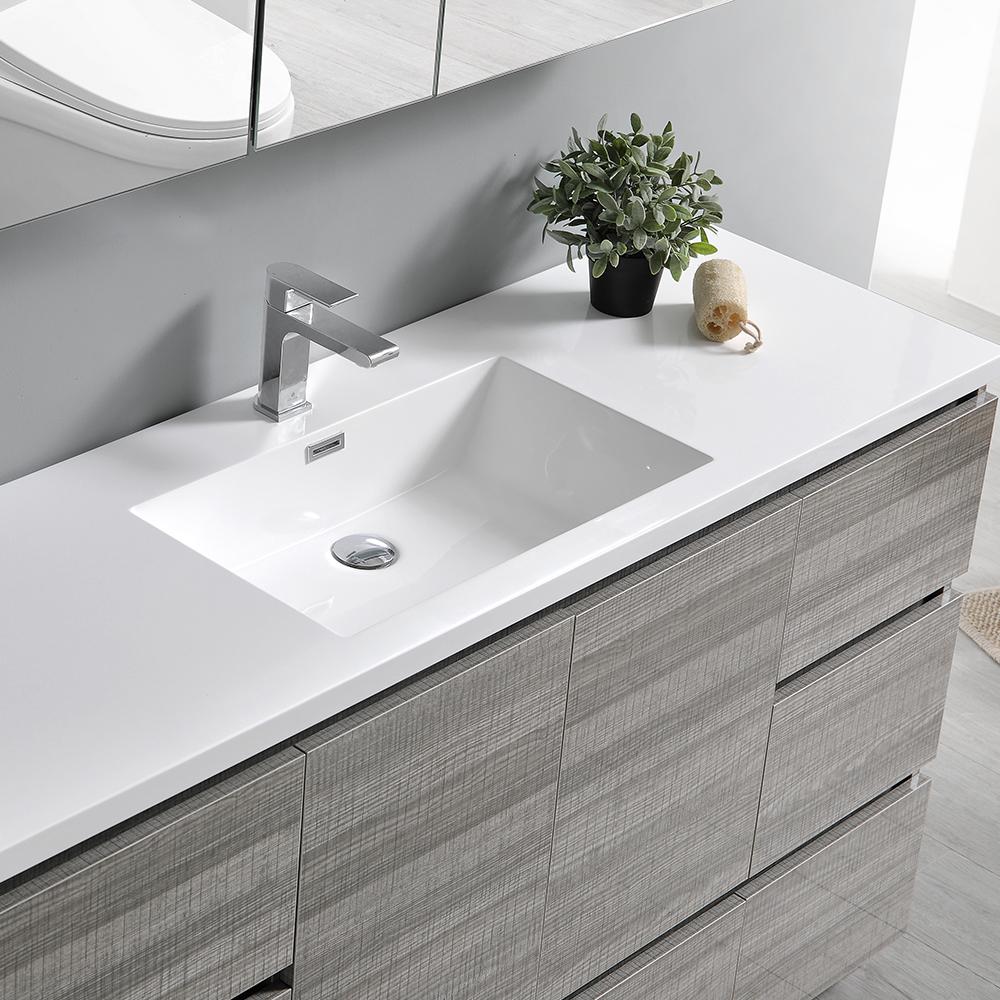 Fresca Lazzaro 60" Free Standing Single Sink Modern Bathroom Vanity w/ Medicine Cabinet Vanity Fresca 