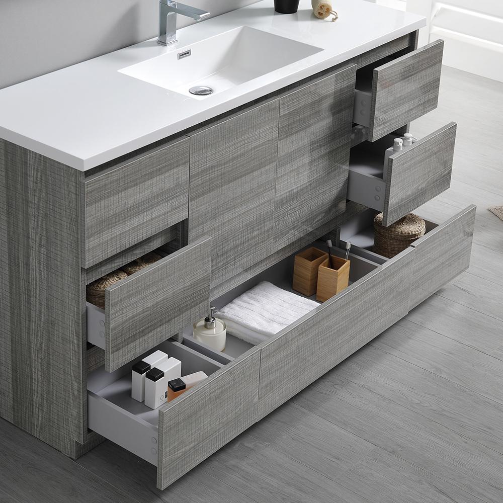Fresca Lazzaro 60" Free Standing Single Sink Modern Bathroom Vanity w/ Medicine Cabinet Vanity Fresca 