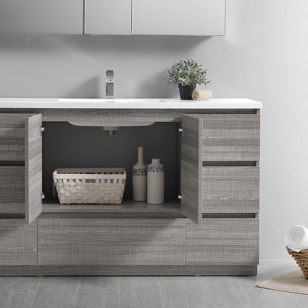 Fresca Lazzaro 60" Free Standing Single Sink Modern Bathroom Vanity w/ Medicine Cabinet Vanity Fresca 