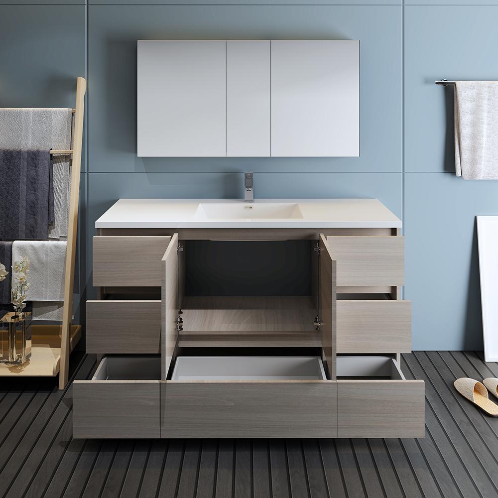 Fresca Lazzaro 60" Free Standing Single Sink Modern Bathroom Vanity w/ Medicine Cabinet Vanity Fresca 