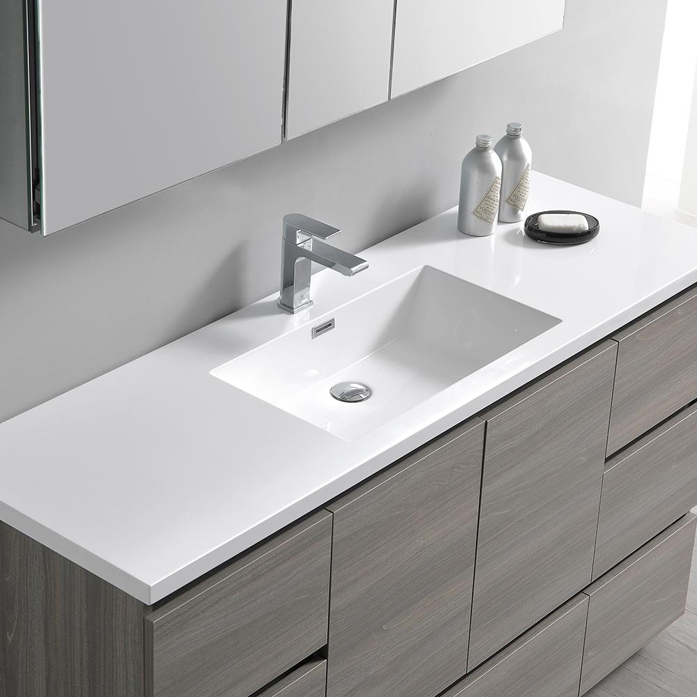 Fresca Lazzaro 60" Free Standing Single Sink Modern Bathroom Vanity w/ Medicine Cabinet Vanity Fresca 