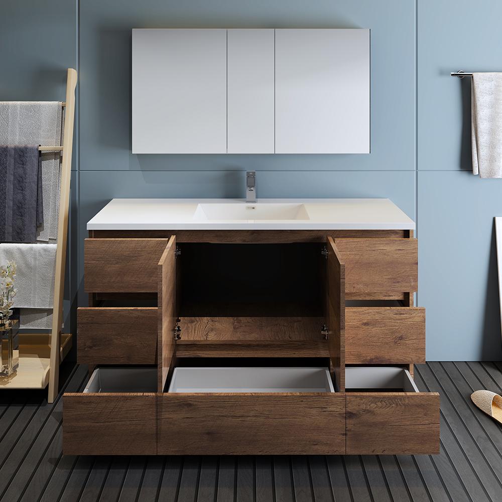 Fresca Lazzaro 60" Free Standing Single Sink Modern Bathroom Vanity w/ Medicine Cabinet Vanity Fresca 
