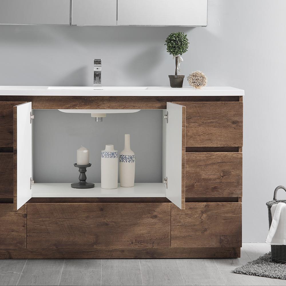 Fresca Lazzaro 60" Free Standing Single Sink Modern Bathroom Vanity w/ Medicine Cabinet Vanity Fresca 