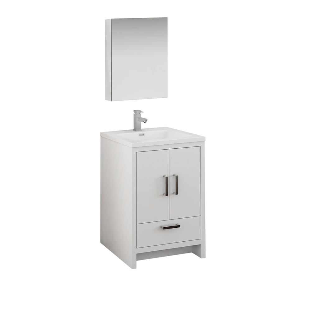 Fresca Imperia 24" Free Standing Modern Bathroom Vanity w/ Medicine Cabinet Vanity Fresca Glossy White 