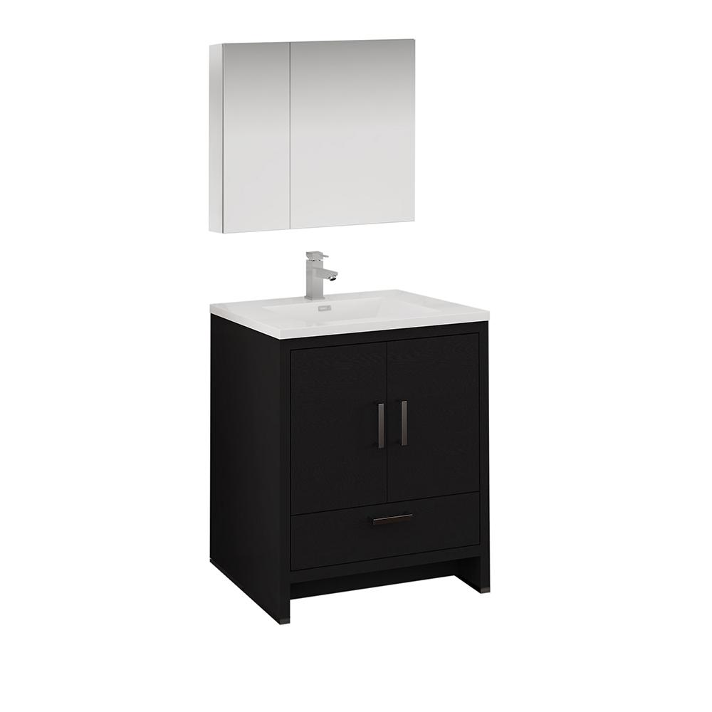 Fresca Imperia 30" Free Standing Modern Bathroom Vanity w/ Medicine Cabinet Vanity Fresca Dark Gray Oak 