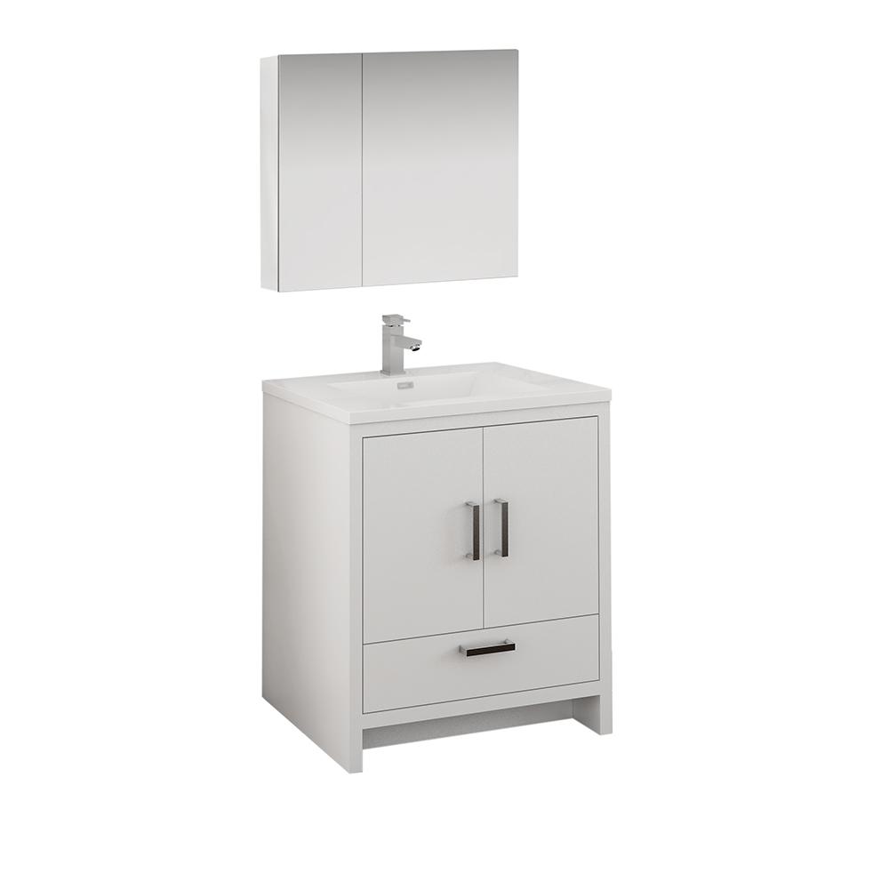 Fresca Imperia 30" Free Standing Modern Bathroom Vanity w/ Medicine Cabinet Vanity Fresca Glossy White 