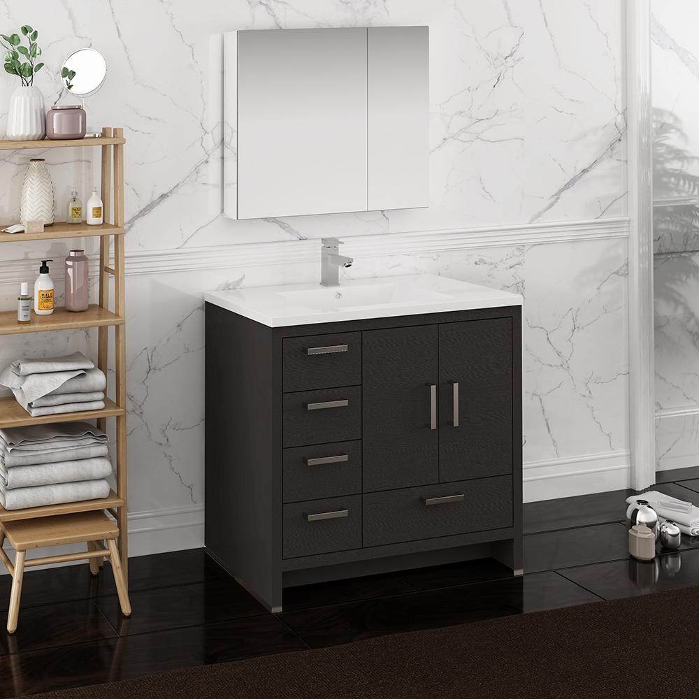 Fresca Imperia 36" Free Standing Modern Bathroom Vanity w/ Medicine Cabinet- Left Version Vanity Fresca 