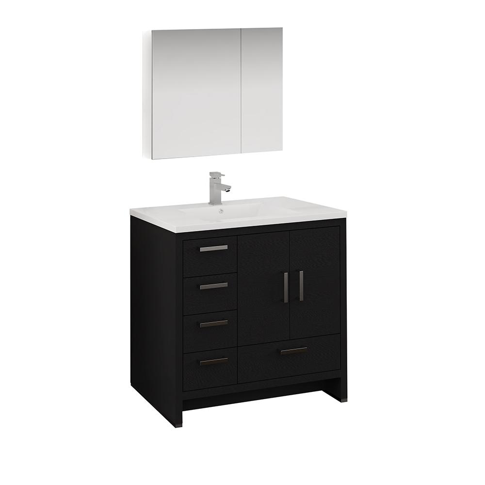 Fresca Imperia 36" Free Standing Modern Bathroom Vanity w/ Medicine Cabinet- Left Version Vanity Fresca Dark Gray Oak Left 