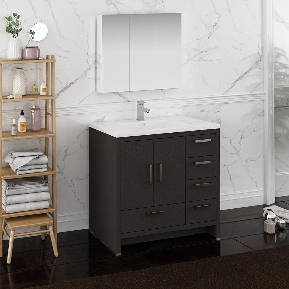 Fresca Imperia 36" Free Standing Modern Bathroom Vanity w/ Medicine Cabinet- Left Version Vanity Fresca 