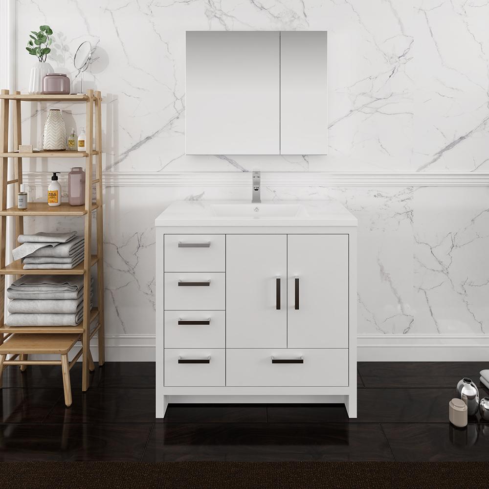 Fresca Imperia 36" Free Standing Modern Bathroom Vanity w/ Medicine Cabinet- Left Version Vanity Fresca 