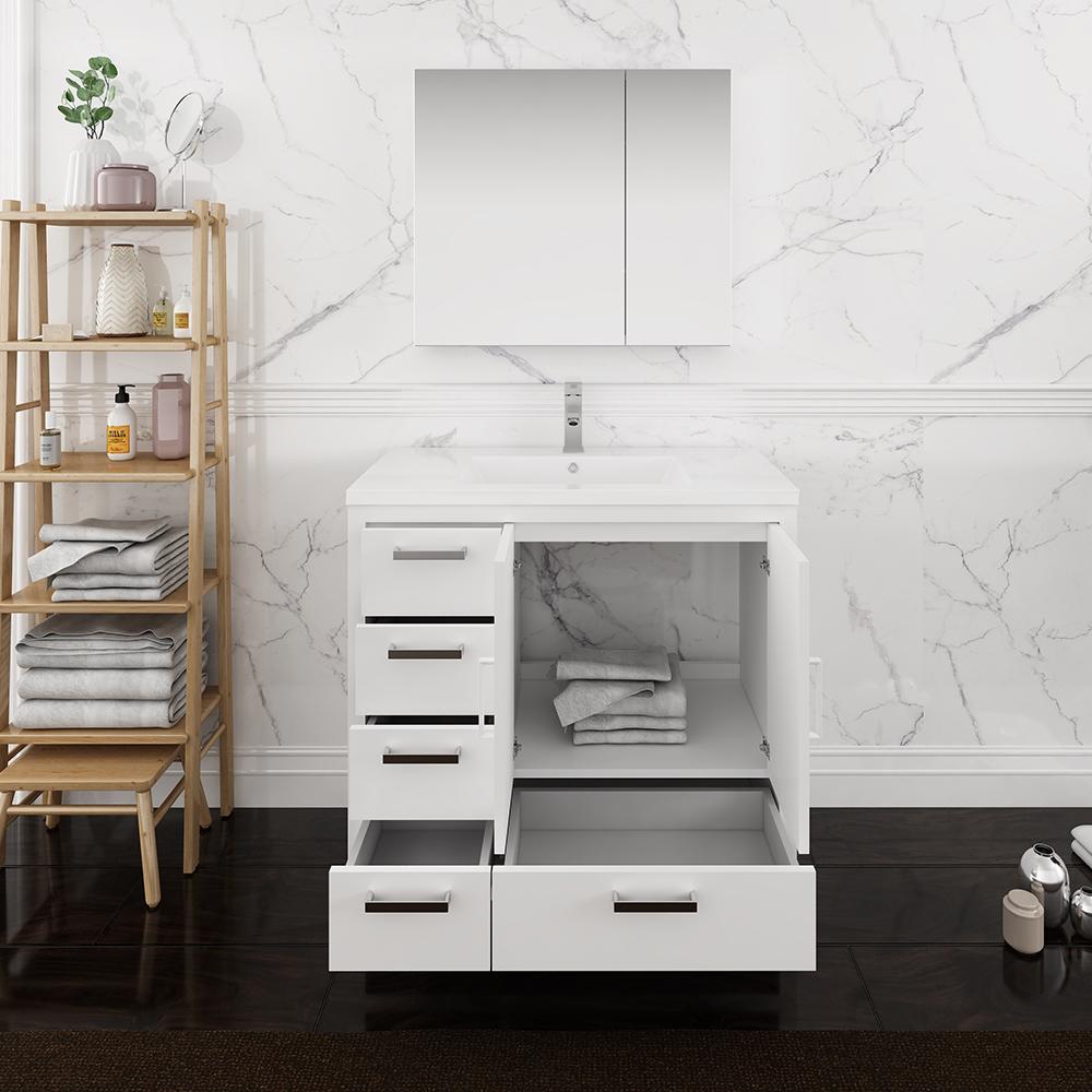 Fresca Imperia 36" Free Standing Modern Bathroom Vanity w/ Medicine Cabinet- Left Version Vanity Fresca 