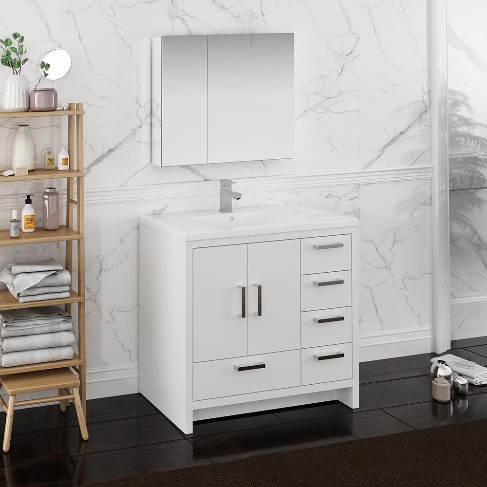 Fresca Imperia 36" Free Standing Modern Bathroom Vanity w/ Medicine Cabinet- Left Version Vanity Fresca 