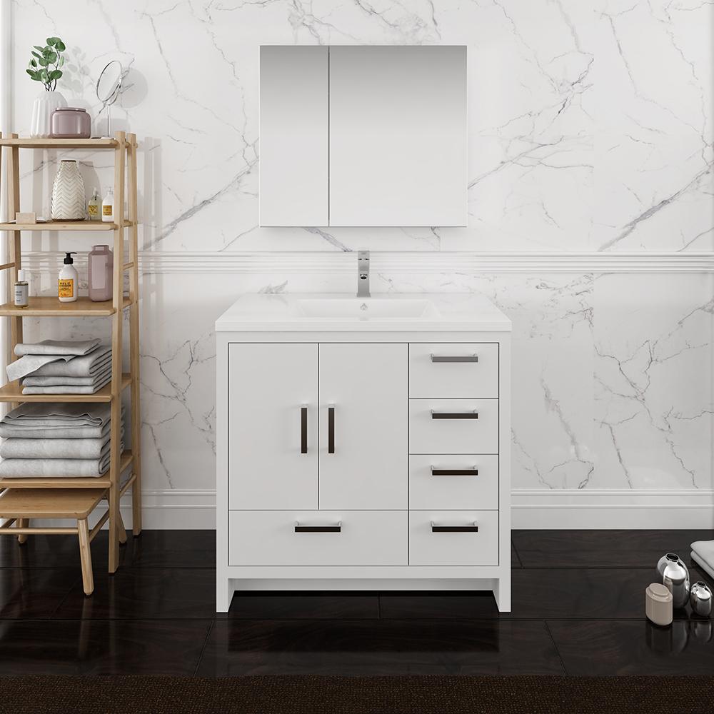 Fresca Imperia 36" Free Standing Modern Bathroom Vanity w/ Medicine Cabinet- Left Version Vanity Fresca 