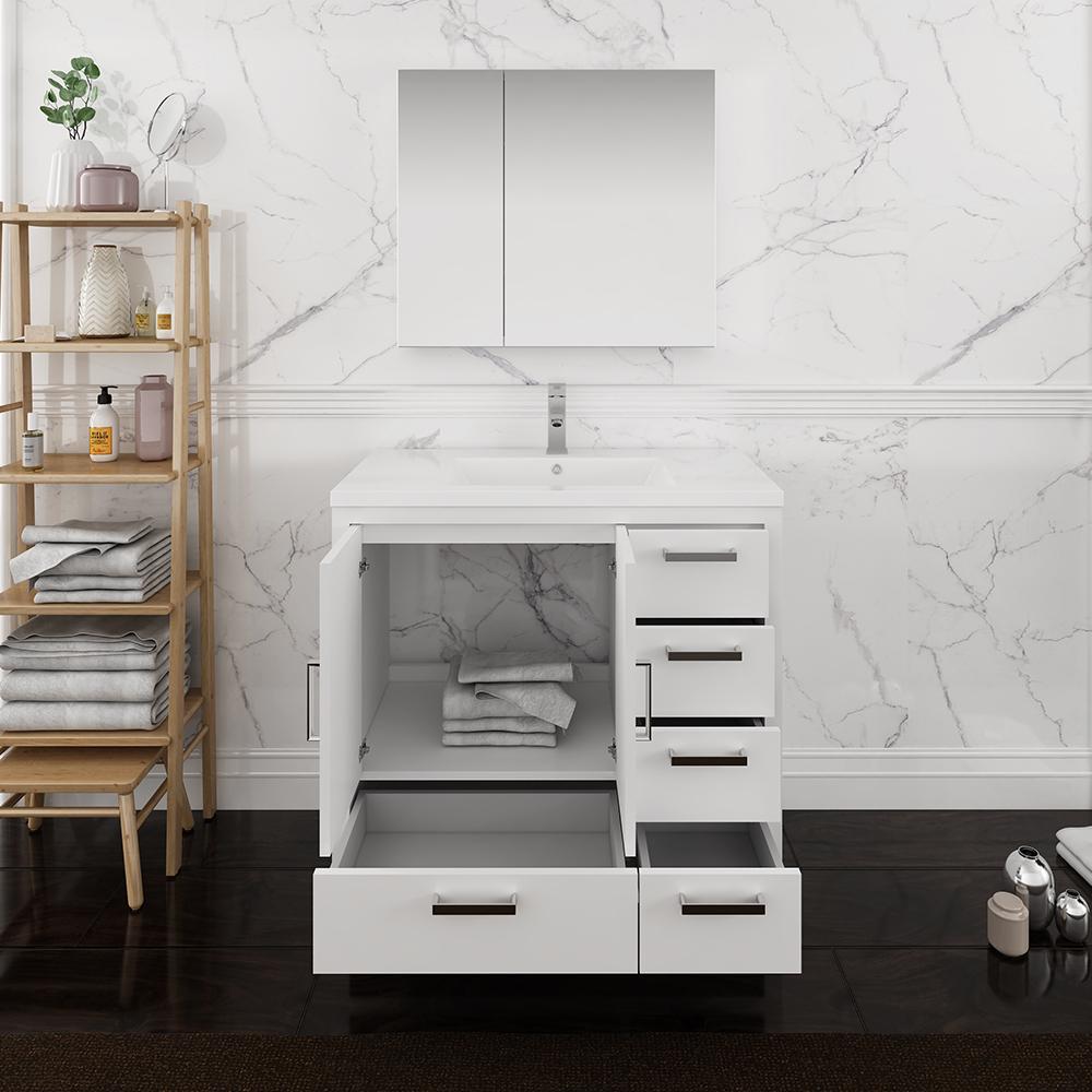 Fresca Imperia 36" Free Standing Modern Bathroom Vanity w/ Medicine Cabinet- Left Version Vanity Fresca 