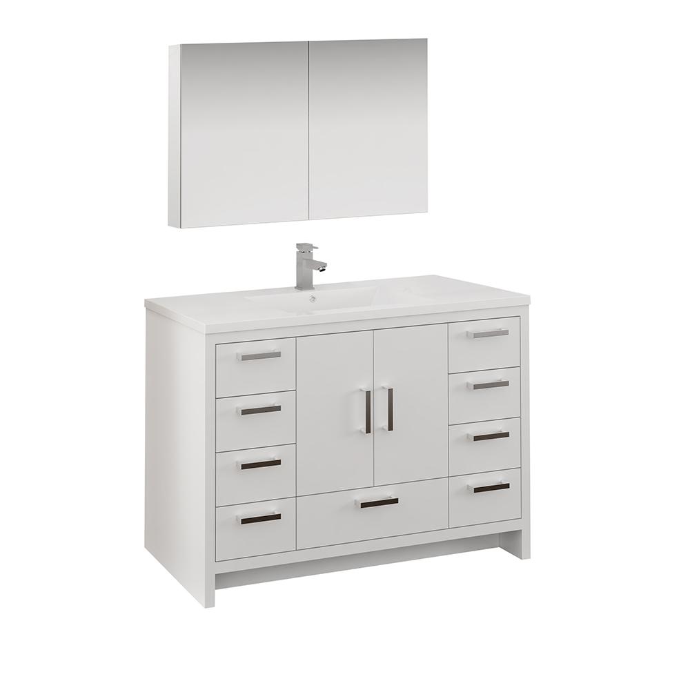 Fresca Imperia 48" Free Standing Modern Bathroom Vanity w/ Medicine Cabinet Vanity Fresca Glossy White 