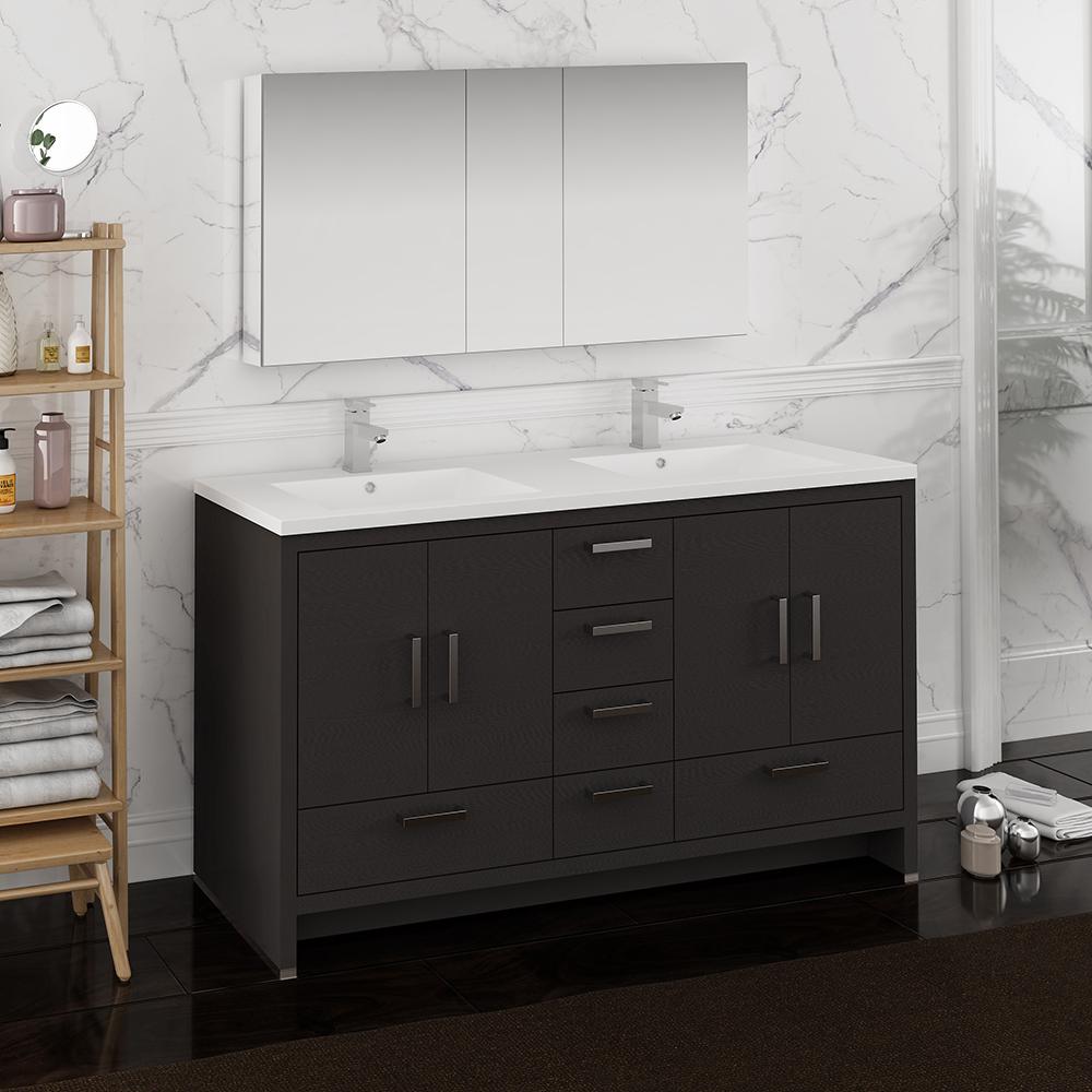 Fresca Imperia 60"Free Standing Double Sink Modern Bathroom Vanity w/ Medicine Cabinet Vanity Fresca 