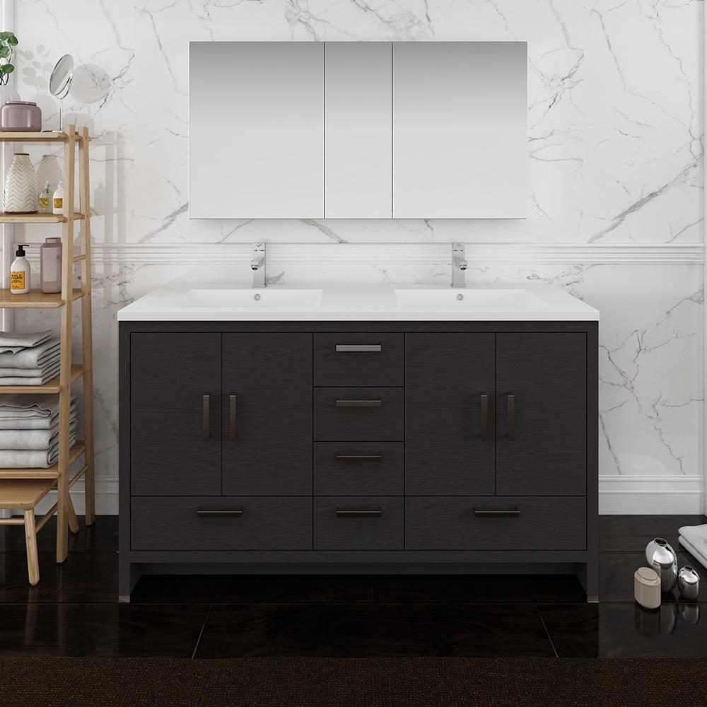 Fresca Imperia 60"Free Standing Double Sink Modern Bathroom Vanity w/ Medicine Cabinet Vanity Fresca 