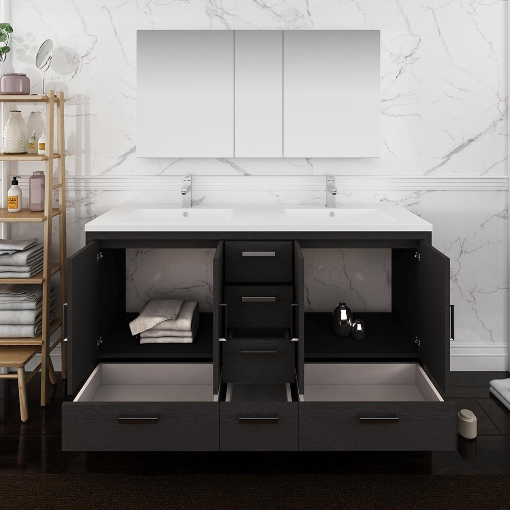 Fresca Imperia 60"Free Standing Double Sink Modern Bathroom Vanity w/ Medicine Cabinet Vanity Fresca 