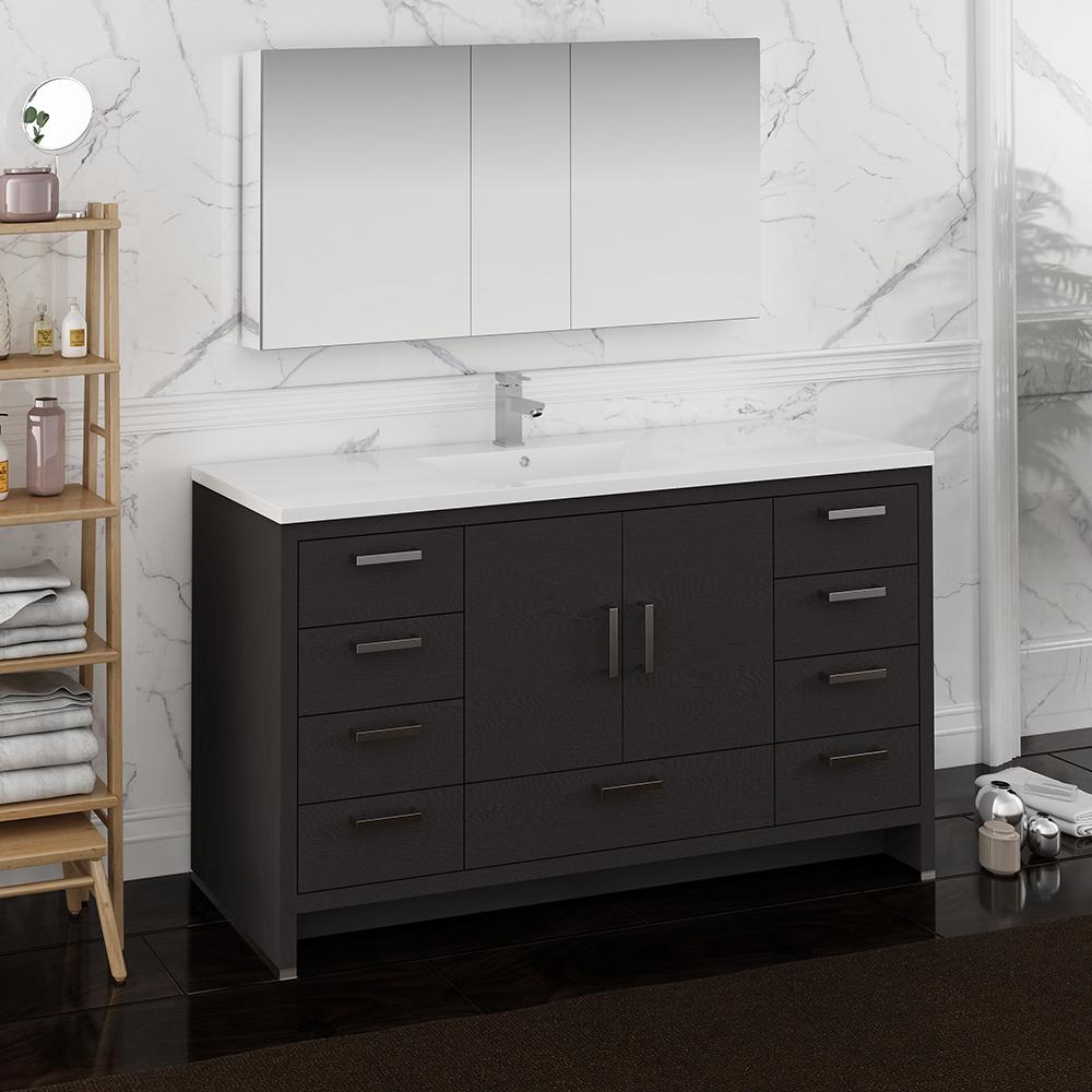 Fresca Imperia 60" Free Standing Single Sink Modern Bathroom Vanity w/ Medicine Cabinet Vanity Fresca 