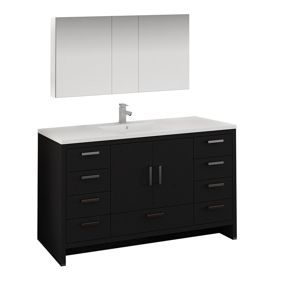 Fresca Imperia 60" Free Standing Single Sink Modern Bathroom Vanity w/ Medicine Cabinet Vanity Fresca Dark Gray Oak 