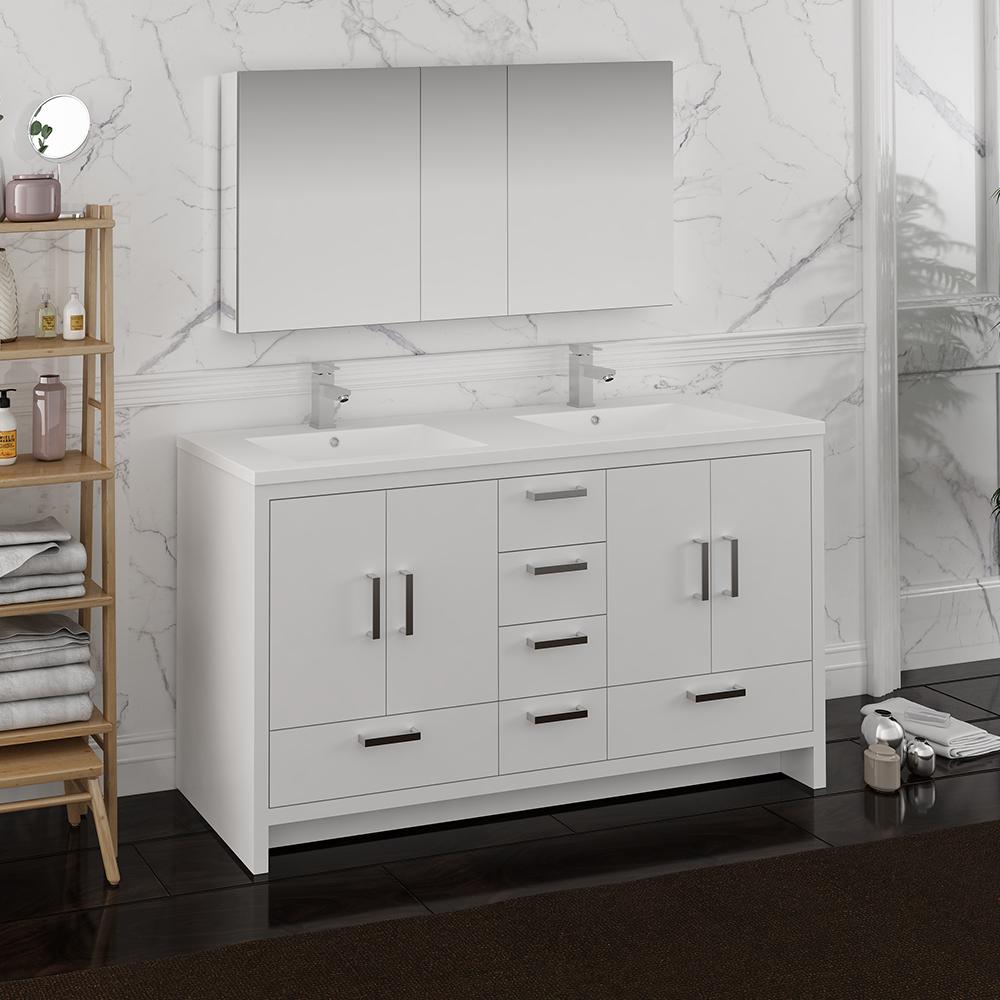 Fresca Imperia 60"Free Standing Double Sink Modern Bathroom Vanity w/ Medicine Cabinet Vanity Fresca 