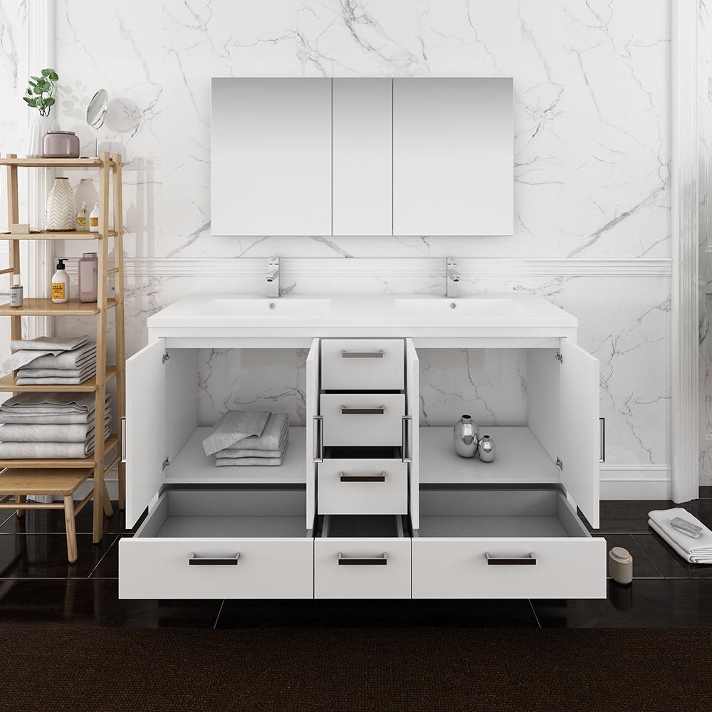 Fresca Imperia 60"Free Standing Double Sink Modern Bathroom Vanity w/ Medicine Cabinet Vanity Fresca 