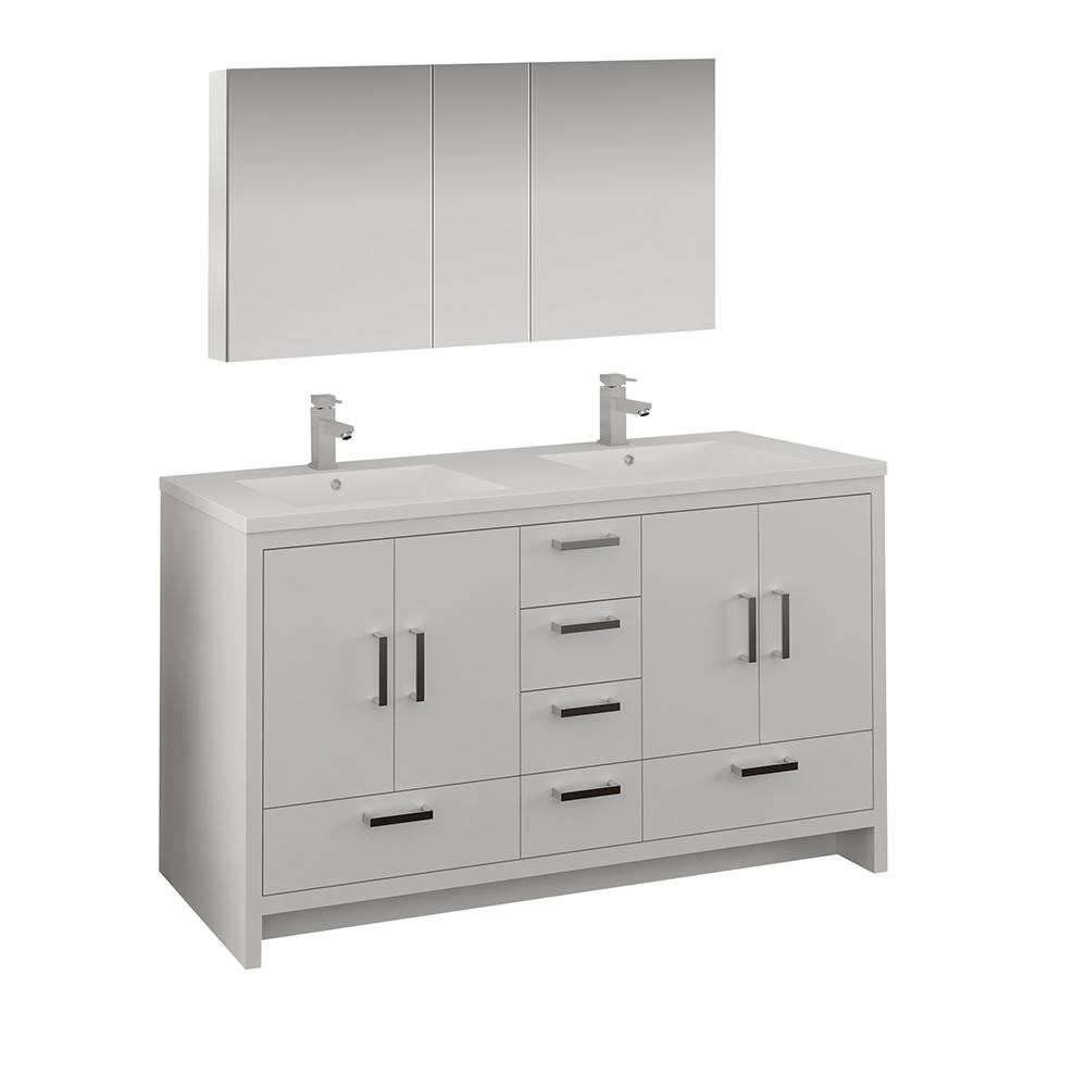 Fresca Imperia 60"Free Standing Double Sink Modern Bathroom Vanity w/ Medicine Cabinet Vanity Fresca 