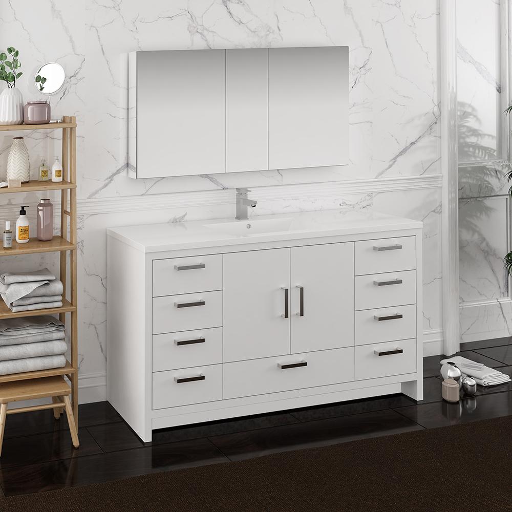 Fresca Imperia 60" Free Standing Single Sink Modern Bathroom Vanity w/ Medicine Cabinet Vanity Fresca 