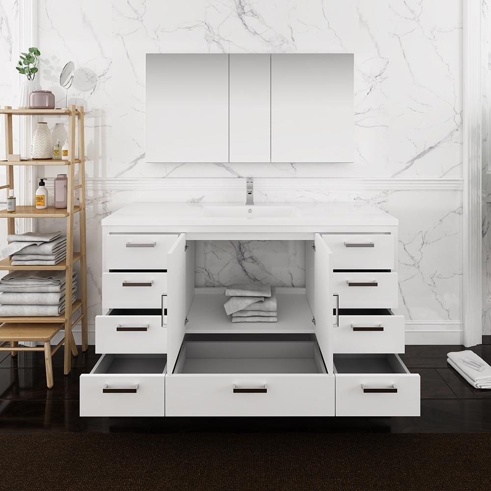 Fresca Imperia 60" Free Standing Single Sink Modern Bathroom Vanity w/ Medicine Cabinet Vanity Fresca 