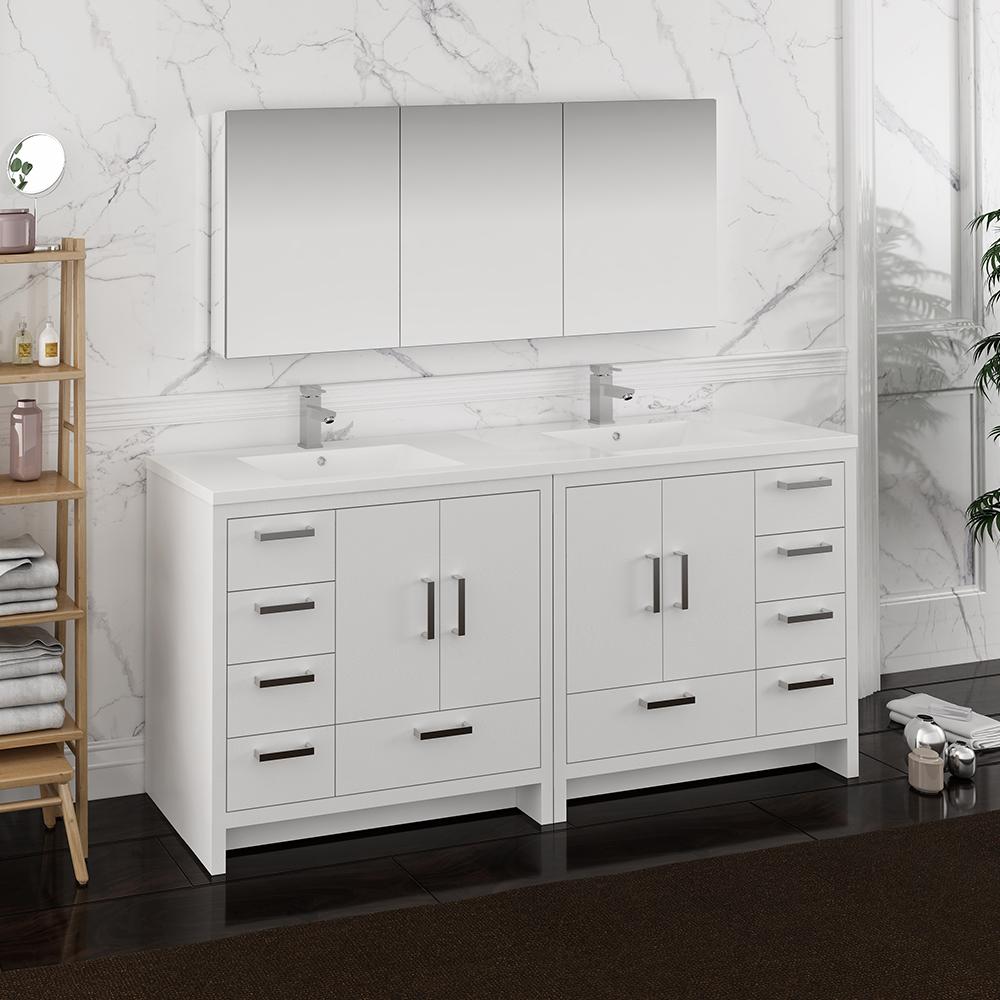 Fresca Imperia 72" Free Standing Double Sink Modern Bathroom Vanity w/ Medicine Cabinet Vanity Fresca 