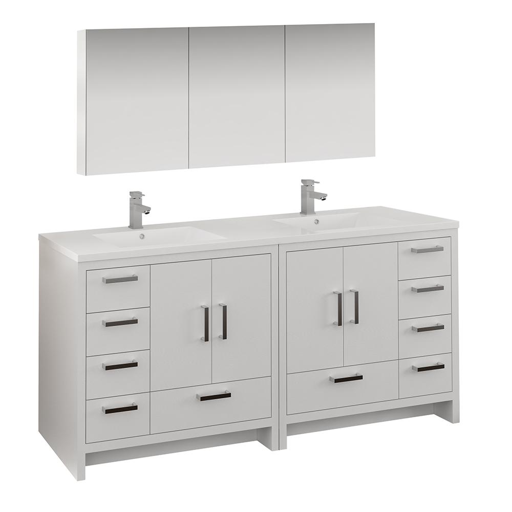Fresca Imperia 72" Free Standing Double Sink Modern Bathroom Vanity w/ Medicine Cabinet Vanity Fresca Glossy White 