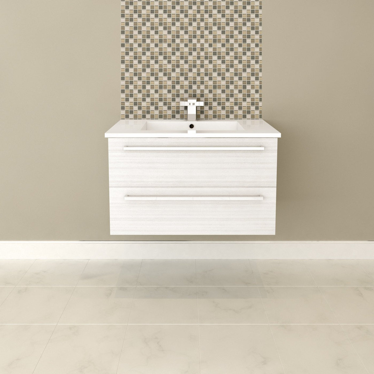 White Chocolate 30'' Modern Wall Hung Vanity 2 Drawers With Top by Cutler Vanity Cutler Kitchen & Bath 