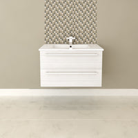 Thumbnail for White Chocolate 30'' Modern Wall Hung Vanity 2 Drawers With Top by Cutler Vanity Cutler Kitchen & Bath 