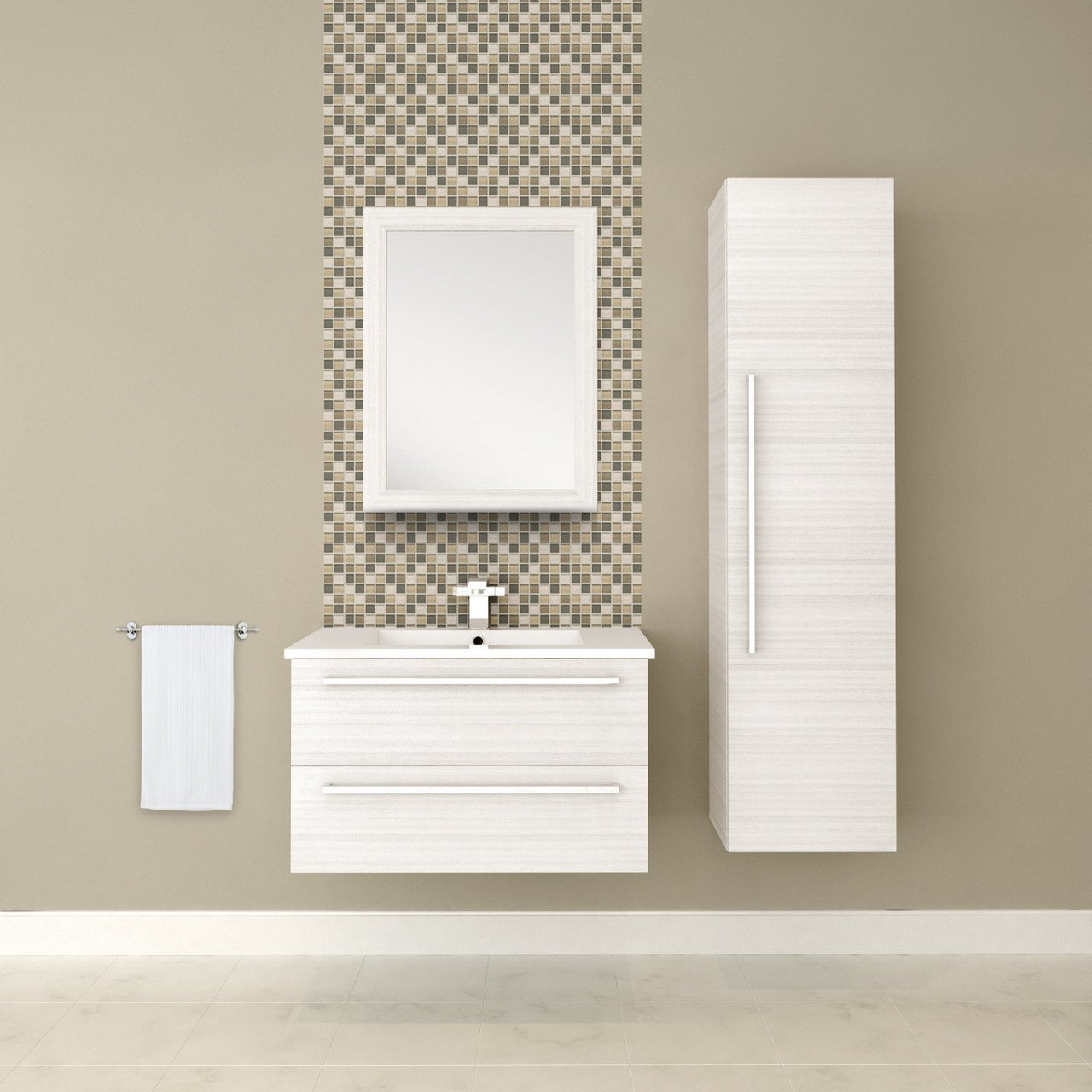 White Chocolate 30'' Modern Wall Hung Vanity 2 Drawers With Top by Cutler Vanity Cutler Kitchen & Bath 