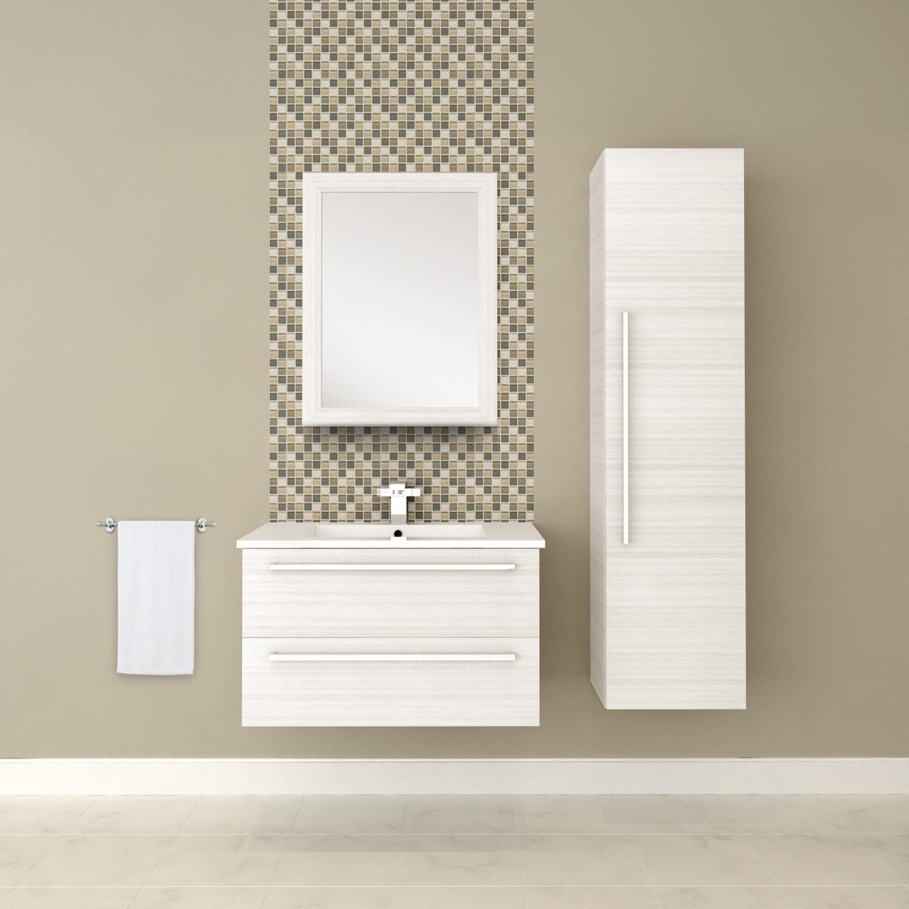 White Chocolate 30'' Modern Wall Hung Vanity 2 Drawers With Top by Cutler Vanity Cutler Kitchen & Bath 