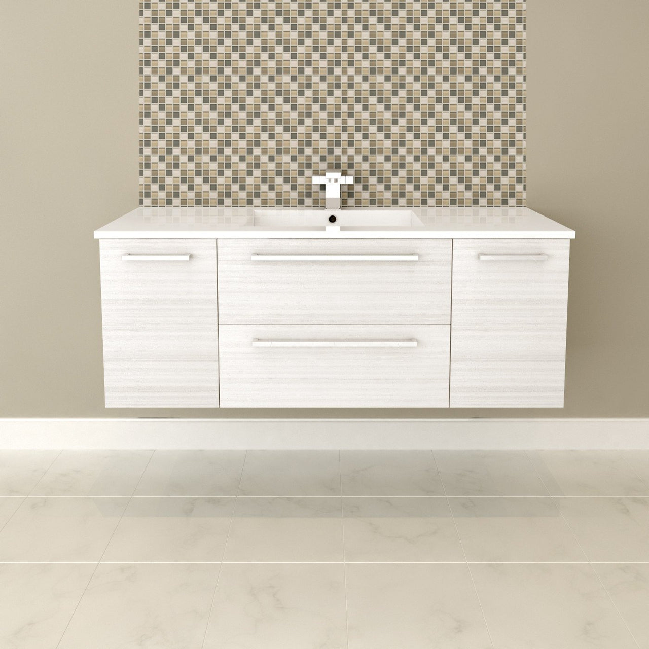 White Chocolate 48''Modern Wall Hung Vanity 2 Doors & 2 Drawers With Top by Cutler Vanity Cutler Kitchen & Bath 