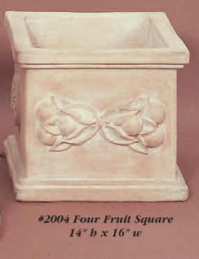 Four Fruit Square Cast Stone Outdoor Garden Planter Planter Tuscan 