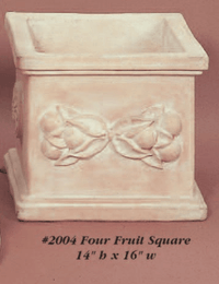 Thumbnail for Four Fruit Square Cast Stone Outdoor Garden Planter Planter Tuscan 
