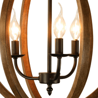 Thumbnail for Karlis Rustic Globe Chandelier Light (3-Bulb) Round, Contemporary Steel Design with Wood Pattern Finish | Classic Home, Entryway, and Foyer Décor Chandeliers Canyon Home 