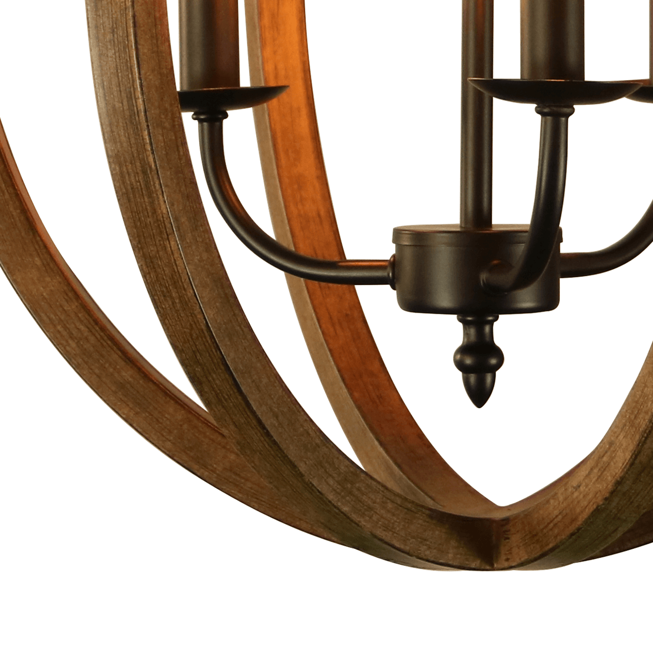Karlis Rustic Globe Chandelier Light (3-Bulb) Round, Contemporary Steel Design with Wood Pattern Finish | Classic Home, Entryway, and Foyer Décor Chandeliers Canyon Home 