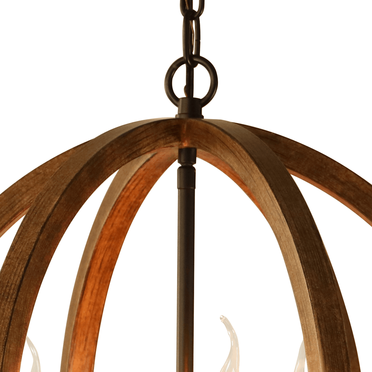 Karlis Rustic Globe Chandelier Light (3-Bulb) Round, Contemporary Steel Design with Wood Pattern Finish | Classic Home, Entryway, and Foyer Décor Chandeliers Canyon Home 