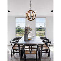 Thumbnail for Karlis Rustic Globe Chandelier Light (3-Bulb) Round, Contemporary Steel Design with Wood Pattern Finish | Classic Home, Entryway, and Foyer Décor Chandeliers Canyon Home 