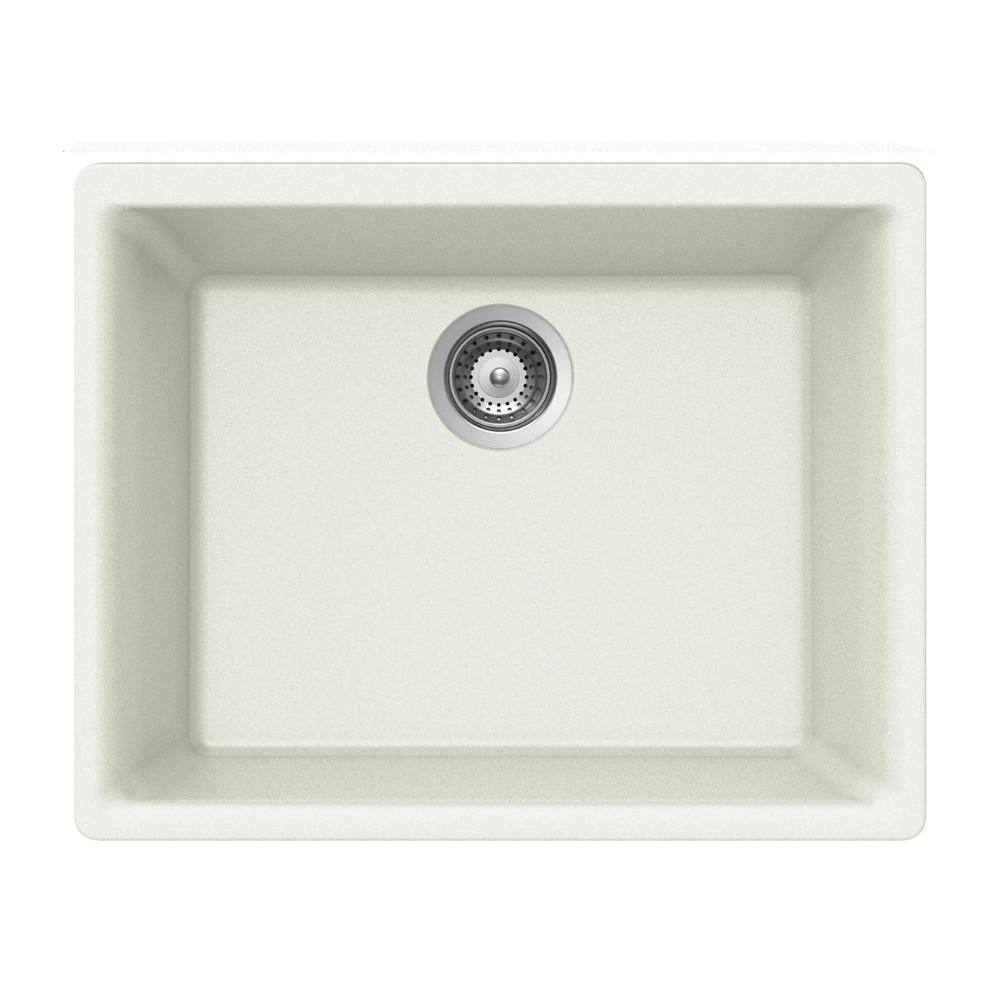 Houzer CLOUD Quartztone Series Granite Undermount Single Bowl Kitchen Sink, White Kitchen Sink - Undermount Houzer 