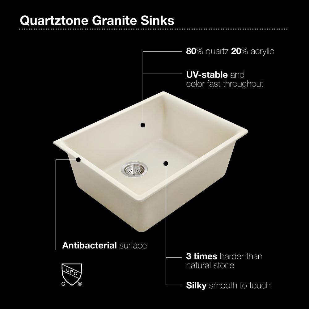 Houzer MIDNITE Quartztone Series Granite Undermount Single Bowl Kitchen Sink, Black Kitchen Sink - Undermount Houzer 