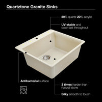 Thumbnail for Houzer Quartztone Series Granite Topmount Single Bowl Kitchen Sink, White Kitchen Sink - Topmount Houzer 